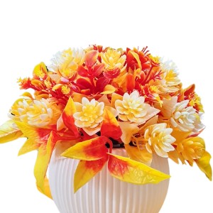HiTechMart Artificial Flower Arrangement with Vase – Lifelike Orange & Yellow Faux Bouquet for Home Décor, Office, Living Room, Table Centerpiece, and Gift – Elegant & Maintenance-Free