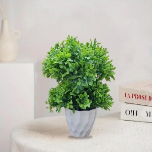 HiTechMart Artificial Green Topiary Plant in White Textured Pot – Realistic Faux Decorative Bush for Home, Office, and Indoor Décor HiTechMart Artificial Green Topiary Plant in White Textured Pot – Realistic Faux Decorative Bush for Home, Office, and Indoor Décor