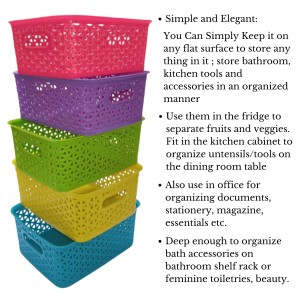 Hi Tech Sales Unbreakable Multipurpose Plastic Baskets with Lid | For Fruit, Bathroom, Stationary, Home, Kitchen, Office | Rectangular, Small, Color: Sky, Yellow, Green, Red, violet (20 X 15.5 X 9 cm) Hi Tech Sales Unbreakable Multipurpose Plastic Baskets with Lid | For Fruit, Bathroom, Stationary, Home, Kitchen, Office | Rectangular, Small, Color: Sky, Yellow, Green, Red, violet (20 X 15.5 X 9 cm)