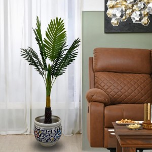 Hi Tech Sales Artificial Palm Tree Plants Standable | 10 Green Leaves, Big Ornamental Plant for Interior Decor/Home Decor/Office Decor | 43.5 inch Tall Natural Looking Tree Feel Real, Super Quality