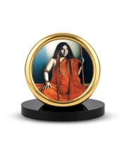 Car Desk/Table Top Acharya Srimat Swami Pranabanandaji Maharaj Metal Golden Photo Stand 2x2 Inches, Compact & Stylish Spiritual Display for Car, Home & Office (Pack of 1) (F18522)