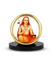Car Desk/Table Top Aadhi Shankarcharya Metal Golden Photo Stand 2x2 Inches, Compact & Stylish Spiritual Display for Car, Home & Office (Pack of 1) (F18686)