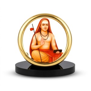 Car Desk/Table Top Aadhi Shankarcharya Metal Golden Photo Stand 2x2 Inches, Compact & Stylish Spiritual Display for Car, Home & Office (Pack of 1) (F18686)