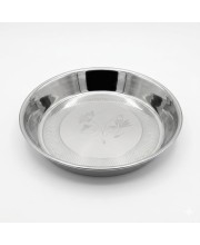 Stainless Steel Rice Plate/Dinner Plate for Kitchen & Dining | Round Deep Thali Plate with Floral Design | Rust Resistant Food Grade Steel Serving Plate for Home, Hotel & Restaurant Use