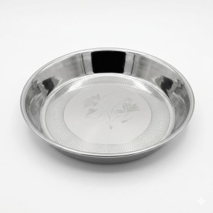 Stainless Steel Rice Plate/Dinner Plate for Kitchen & Dining | Round Deep Thali Plate with Floral Design | Rust Resistant Food Grade Steel Serving Plate for Home, Hotel & Restaurant Use
