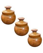 Handcrafted Wooden Jar with Lid | Multipurpose Storage Container for Kitchen, Sugar, salt,dry fruits & Home DÃ©coration (Pack of 3)