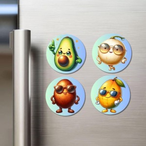 Avocado, Onion, Sapota, Mango Fridge Magnets 4 Piece Set | 3 Inch Round Wall Fridge Decor (F23324) Avocado, Onion, Sapota, Mango Fridge Magnets 4 Piece Set | 3 Inch Round Wall Fridge Decor (F23324)
