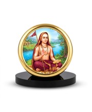 Car Desk/Table Top Aadhi Shankarcharya Metal Golden Photo Stand 2x2 Inches, Compact & Stylish Spiritual Display for Car, Home & Office (Pack of 1) (F18687)