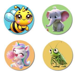 Bee, Elephant, Unicorn, and Grasshopper. Fridge Magnets 4 Piece Set | 3 Inch Round Wall Fridge Decor (F22877) Bee, Elephant, Unicorn, and Grasshopper. Fridge Magnets 4 Piece Set | 3 Inch Round Wall Fridge Decor (F22877)