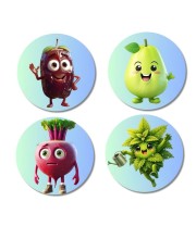 Beetroot, Pear, Radish, Mint Fridge Magnets 4 Piece Set | 3 Inch Round Wall Fridge Decor (F23316)