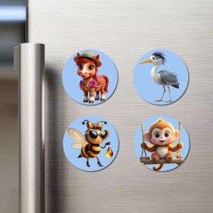 Bee, Pig, Panda, and Koala. Fridge Magnets 4 Piece Set | 3 Inch Round Wall Fridge Decor (F23091) Bee, Pig, Panda, and Koala. Fridge Magnets 4 Piece Set | 3 Inch Round Wall Fridge Decor (F23091)