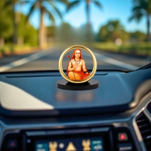 Car Desk/Table Top Aadhi Shankarcharya Metal Golden Photo Stand 2x2 Inches, Compact & Stylish Spiritual Display for Car, Home & Office (Pack of 1) (F18686)