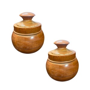 Handcrafted Wooden Jar with Lid | Multipurpose Storage Container for Kitchen, Sugar, salt,dry fruits & Home Décoration (Pack of 2) Handcrafted Wooden Jar with Lid | Multipurpose Storage Container for Kitchen, Sugar, salt,dry fruits & Home Décoration (Pack of 2)