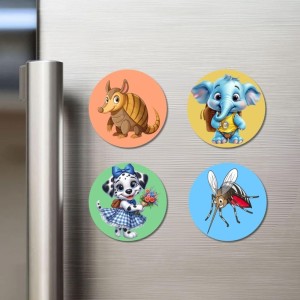 Armadillo, Elephant, Dog, and Mosquito. Fridge Magnets 4 Piece Set | 3 Inch Round Wall Fridge Decor (F23044) Armadillo, Elephant, Dog, and Mosquito. Fridge Magnets 4 Piece Set | 3 Inch Round Wall Fridge Decor (F23044)