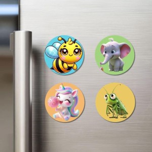 Bee, Elephant, Unicorn, and Grasshopper. Fridge Magnets 4 Piece Set | 3 Inch Round Wall Fridge Decor (F22877) Bee, Elephant, Unicorn, and Grasshopper. Fridge Magnets 4 Piece Set | 3 Inch Round Wall Fridge Decor (F22877)