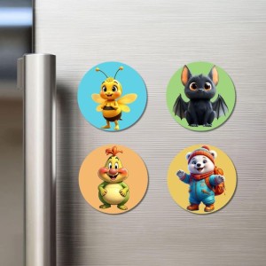 Bee, Bat, Caterpillar, and Polar Bear. Fridge Magnets 4 Piece Set | 3 Inch Round Wall Fridge Decor (F22855) Bee, Bat, Caterpillar, and Polar Bear. Fridge Magnets 4 Piece Set | 3 Inch Round Wall Fridge Decor (F22855)