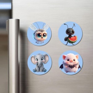 Bee,ant,Elephant,Hamster Fridge Magnets 4 Piece Set | 3 Inch Round Wall Fridge Decor (F23151) Bee,ant,Elephant,Hamster Fridge Magnets 4 Piece Set | 3 Inch Round Wall Fridge Decor (F23151)