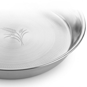 Stainless Steel Rice Plate/Dinner Plate for Kitchen & Dining | Round Deep Thali Plate with Floral Design | Rust Resistant Food Grade Steel Serving Plate for Home, Hotel & Restaurant Use