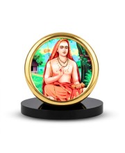 Car Desk/Table Top Aadhi Shankaracharya Metal Golden Photo Stand 2x2 Inches, Compact & Stylish Spiritual Display for Car, Home & Office (Pack of 1) (F18567)