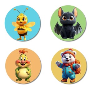 Bee, Bat, Caterpillar, and Polar Bear. Fridge Magnets 4 Piece Set | 3 Inch Round Wall Fridge Decor (F22855) Bee, Bat, Caterpillar, and Polar Bear. Fridge Magnets 4 Piece Set | 3 Inch Round Wall Fridge Decor (F22855)