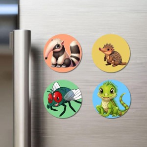 Anteater, Echidna, Fly, and Lizard. Fridge Magnets 4 Piece Set | 3 Inch Round Wall Fridge Decor (F23047) Anteater, Echidna, Fly, and Lizard. Fridge Magnets 4 Piece Set | 3 Inch Round Wall Fridge Decor (F23047)
