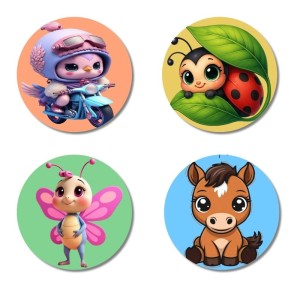 Alien, Ladybug, Butterfly, and Horse. Fridge Magnets 4 Piece Set | 3 Inch Round Wall Fridge Decor (F22984) Alien, Ladybug, Butterfly, and Horse. Fridge Magnets 4 Piece Set | 3 Inch Round Wall Fridge Decor (F22984)
