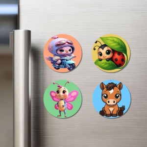 Alien, Ladybug, Butterfly, and Horse. Fridge Magnets 4 Piece Set | 3 Inch Round Wall Fridge Decor (F22984) Alien, Ladybug, Butterfly, and Horse. Fridge Magnets 4 Piece Set | 3 Inch Round Wall Fridge Decor (F22984)