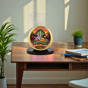 Car Desk/Table Top Lord Vishnu Metal Golden Photo Stand 2x2 Inches, Compact & Stylish Spiritual Display for Car, Home & Office (Pack of 1) (F18831) Car Desk/Table Top Lord Vishnu Metal Golden Photo Stand 2x2 Inches, Compact & Stylish Spiritual Display for Car, Home & Office (Pack of 1) (F18831)