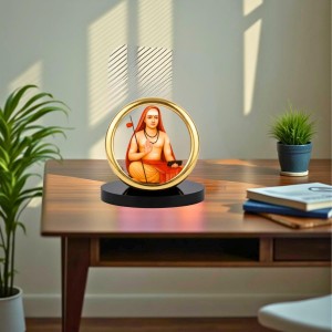 Car Desk/Table Top Aadhi Shankarcharya Metal Golden Photo Stand 2x2 Inches, Compact & Stylish Spiritual Display for Car, Home & Office (Pack of 1) (F18686)