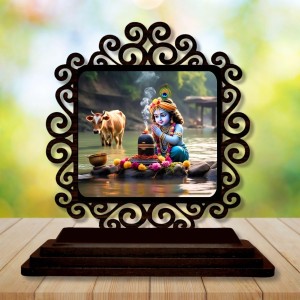 Car Desk/Table Top Lord Krishna Wooden Showpiece 3x4 Inches, Compact & Stylish Spiritual Display for Car, Home & Office (Pack of 1) (F19897) Car Desk/Table Top Lord Krishna Wooden Showpiece 3x4 Inches, Compact & Stylish Spiritual Display for Car, Home & Office (Pack of 1) (F19897)