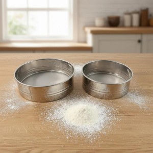 Stainless Steel Fine Mesh Atta Chalni Sieve Set (2 Piece) | Multipurpose Flour Sifter & Kitchen Strainer for Atta, Maida, Suji, Rice Flour & Baking Use Stainless Steel Fine Mesh Atta Chalni Sieve Set (2 Piece) | Multipurpose Flour Sifter & Kitchen Strainer for Atta, Maida, Suji, Rice Flour & Baking Use