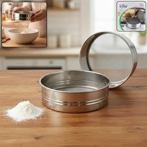 Stainless Steel Fine Mesh Atta Chalni Sieve Set (2 Piece) | Multipurpose Flour Sifter & Kitchen Strainer for Atta, Maida, Suji, Rice Flour & Baking Use Stainless Steel Fine Mesh Atta Chalni Sieve Set (2 Piece) | Multipurpose Flour Sifter & Kitchen Strainer for Atta, Maida, Suji, Rice Flour & Baking Use