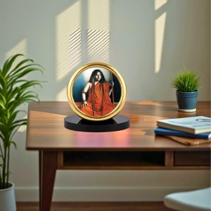 Car Desk/Table Top Acharya Srimat Swami Pranabanandaji Maharaj Metal Golden Photo Stand 2x2 Inches, Compact & Stylish Spiritual Display for Car, Home & Office (Pack of 1) (F18522)