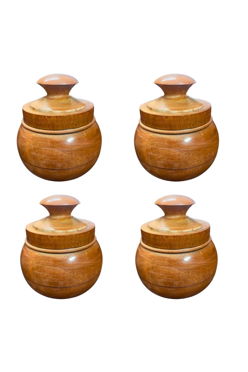 Handcrafted Wooden Jar with Lid | Multipurpose Storage Container for Kitchen, Sugar, salt,dry fruits & Home DÃ©coration (Pack of 4)