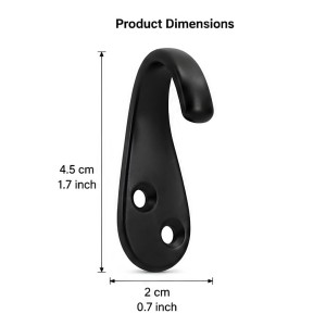 Black Metal Wall Hooks |Wall Mount Hooks for Clothes, Bags, Coats, Hats, Keys & Towels | Rust Resistant Curtain Holdback Hooks for Bathroom, Bedroom, Kitchen & Office | Includes 12 Screws | Pack of 6