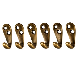 Metal Golden Wall Hook for Home Organization |Wall Mounted Hooks for Clothes, Bags, Coats, Hats, Keys & Towels | Curtain Holdback Hooks | Includes 12 Screws | Pack of 6