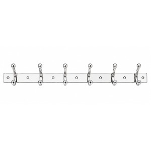 6 Hook Wall Mounted Coat & Towel Hanger Rack |Stainless Steel Clothes Hook Rail | Multipurpose Organizer for Bathroom, Kitchen, Bedroom & Entryway | Rust Resistant | Includes 5 Mounting Screws