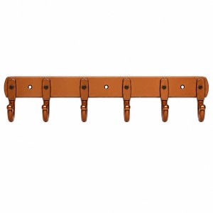 6-Hook Metal Wall Hook Rack with 3 Mounting Screws Included | Heavy Duty Wall Mounted Coat & Towel Hanger | Multipurpose Hook Rail for Clothes, Keys, Bags, Hats & Bathroom Accessories | Copper Finish