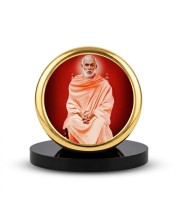 Car Dashboard/Table Top Sree Narayana Guru Metal Golden Photo Stand 2x2 Inches, Compact & Stylish Spiritual Display For Car, Home & Office (Pack Of 1) (F24560)