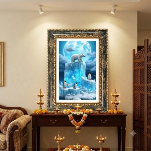 Polar Bear Decorative Photo Frame With White Mount | Premium Wall & Tabletop Picture Frame | Home, Office & Temple Decoration | 8x12 Inch (Pack Of 1) (F32433)