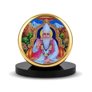 Car Dashboard/Table Top Sant Kabir Metal Golden Photo Stand 2x2 Inches, Compact & Stylish Spiritual Display For Car, Home & Office (Pack Of 1) (F24824)