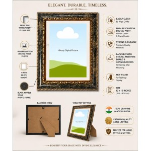 Madhubani Folk Art Decorative Photo Frame With White Mount | Premium Wall & Tabletop Picture Frame | Home, Office & Temple Decoration | 12x16 Inch (Pack Of 1) (F32662)