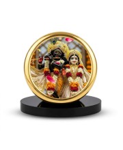 Car Dashboard/Table Top Radhaa Krishna Metal Golden Photo Stand 2x2 Inches, Compact & Stylish Spiritual Display For Car, Home & Office (Pack Of 1) (F24529)