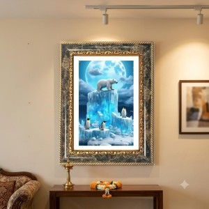 Polar Bear Decorative Photo Frame With White Mount | Premium Wall & Tabletop Picture Frame | Home, Office & Temple Decoration | 8x12 Inch (Pack Of 1) (F32433)