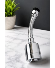 Turbo Flex 360Â° Flexible Faucet Sprayer Water Extender for Kitchen & Bathroom Tap, Stainless Steel Chrome Finish, Dual Spray Mode, Swivel Aerator Nozzle, Water Saving Faucet Attachment, Silver