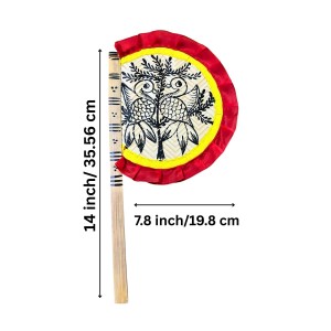 Handmade Bamboo Hand Fan (Hatpakha) â€“ Traditional Hand-Painted Handheld Fan for Cool Air, Home DÃ©cor, Festivals & Puja (Birds)