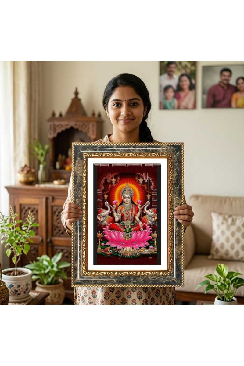 Lakshmi Decorative Photo Frame With White Mount | Premium Wall & Tabletop Picture Frame | Home, Office & Temple Decoration | 10x14 Inch (Pack Of 1) (F31464)