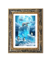 Polar Bear Decorative Photo Frame With White Mount | Premium Wall & Tabletop Picture Frame | Home, Office & Temple Decoration | 8x12 Inch (Pack Of 1) (F32433)
