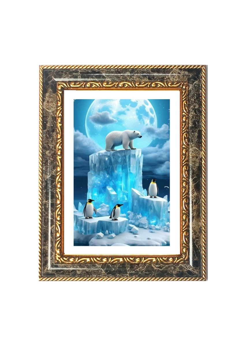 Polar Bear Decorative Photo Frame With White Mount | Premium Wall & Tabletop Picture Frame | Home, Office & Temple Decoration | 8x12 Inch (Pack Of 1) (F32433)