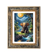 Baby Elephant Digital Pinting Decorative Photo Frame With White Mount | Premium Wall & Tabletop Picture Frame | Home, Office & Temple Decoration | 10x14 Inch (Pack Of 1) (F31519)